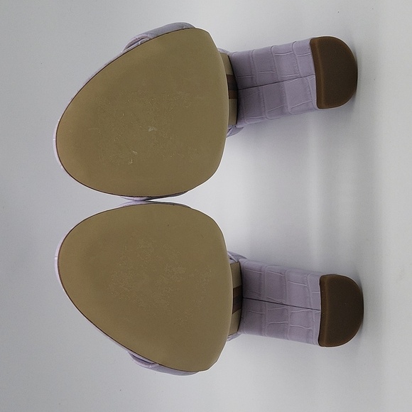 784- Sam Edelman Yaro Lilac Croc Embossed Leather Block Heel Sandals 7.5 M NWT - Picture 8 of 12